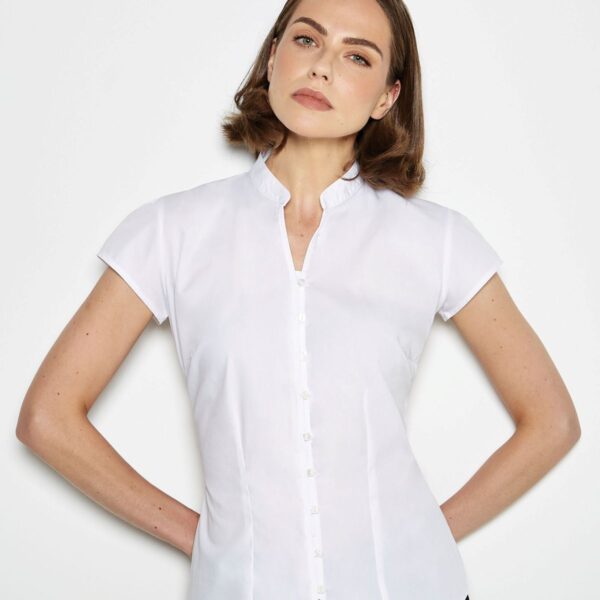 Kustom Kit Women's Tailored Fit Mandarin Collar Blouse